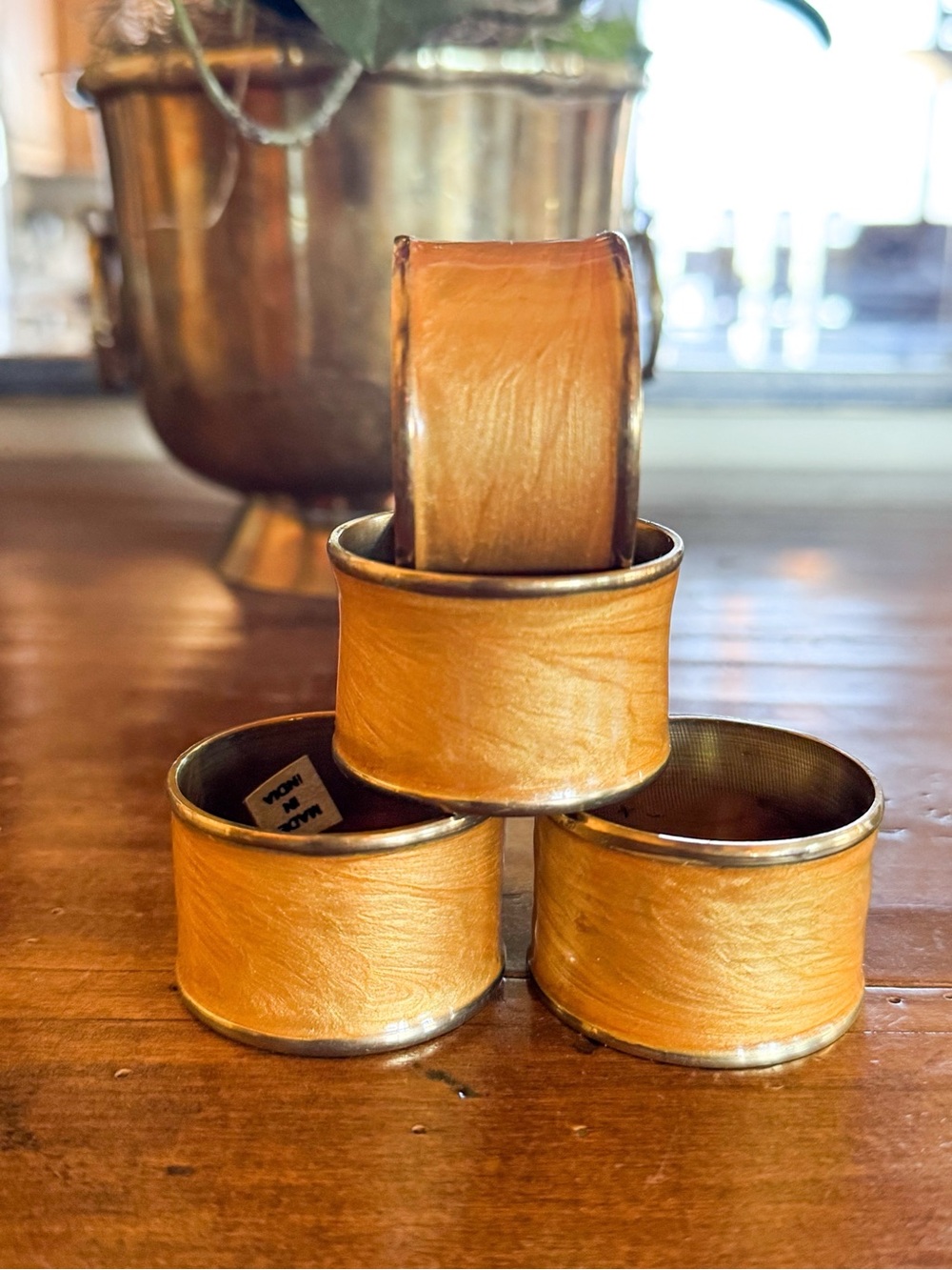 Gold Brass Napkin Rings - Set of 4